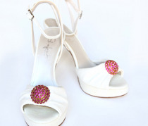 Sandalo gioiello Tiffany con cinturino e cristallo Swarovski fucsia