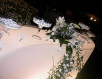 Tavolo della confettata illuminato e di design allestito da farenozze