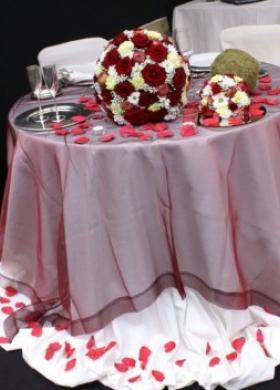 Tavolo degli sposi con centrotavola floreali a sfera