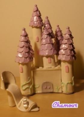 Cake topper a forma di castello e scarpetta