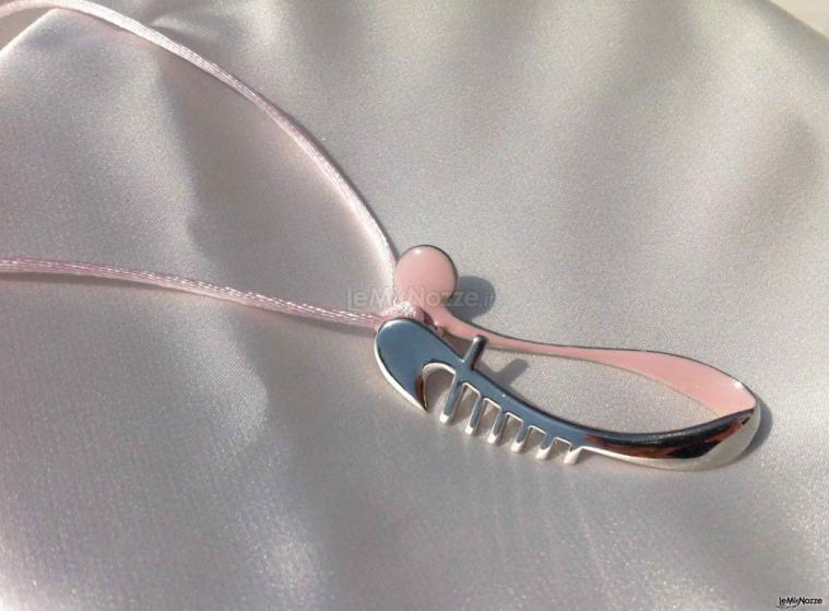 Pendente in argento impreziosito da smalti rosa - Collezione Gondola Bow