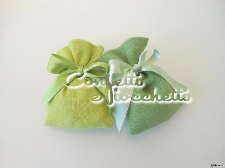 Sacchetti in lino verde - Confetti e Fiocchetti