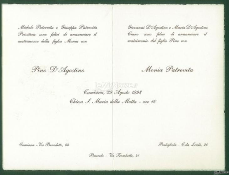 Inviti e partecipazioni di matrimonio a Torino - Tipografia Salassa