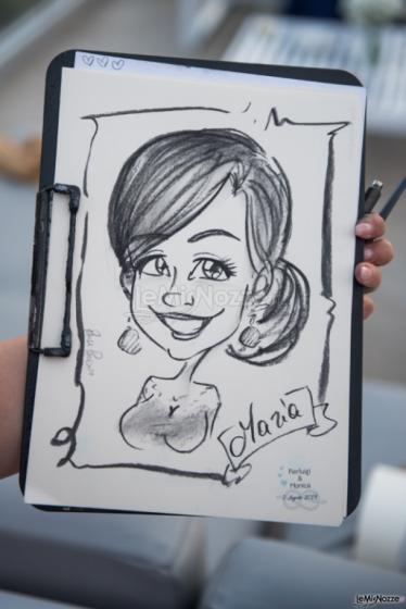 Caricaturista matrimonio, caricatura realizzata in carboncino