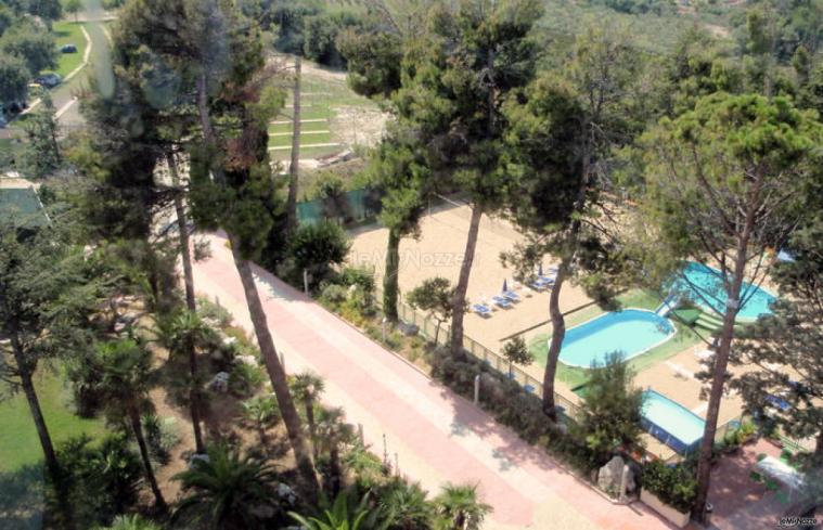 Ripresa dall'alto della piscina della location