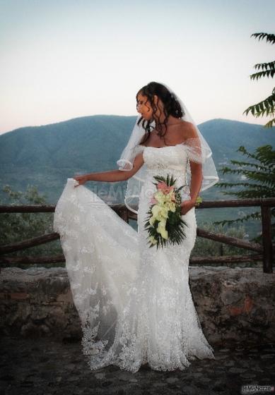 Foto della sposa presso la location di matrimonio