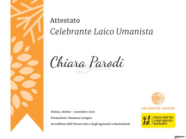 Attestato Celebrante. 
Ceremonies by Chiara