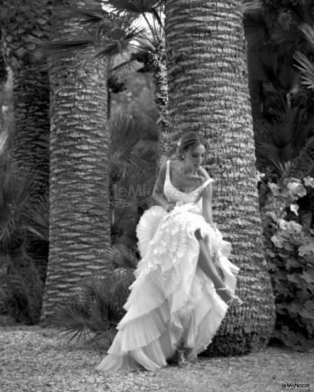 Fotografia in bianco e nero della sposa 