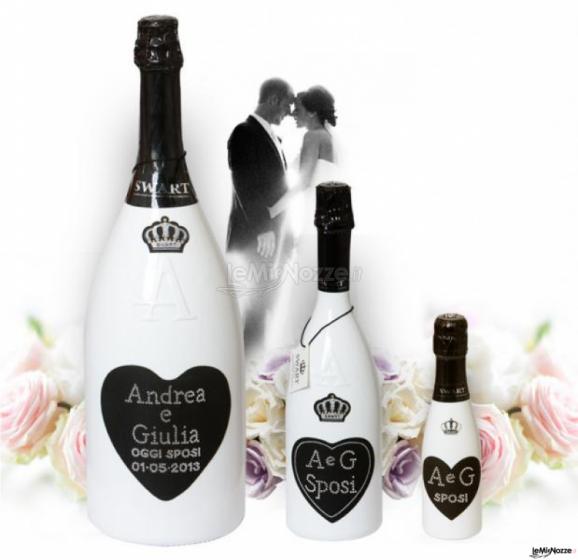 Bottiglie personalizzate con Swarovski per il matrimonio