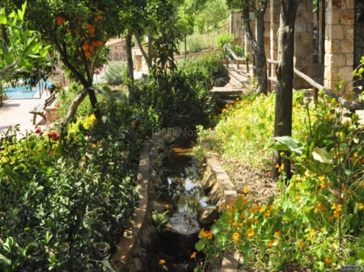 Un corso d'acqua che attraversa l'agriturismo Bergi