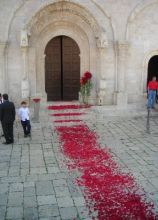 Petali di fiori per l'entrata in chiesa della sposa