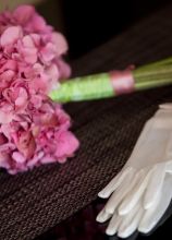 Bouquet di fiori rosa a gambo lungo