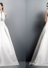 Vestito per la sposa con scollo all'americana e tasche