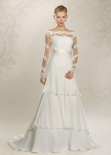 Vestito da sposa con maniche lunghe in pizzo e gonna a balze - Collezione Zaffiro Z2