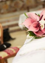 Bouquet per la sposa di anthurium rosa