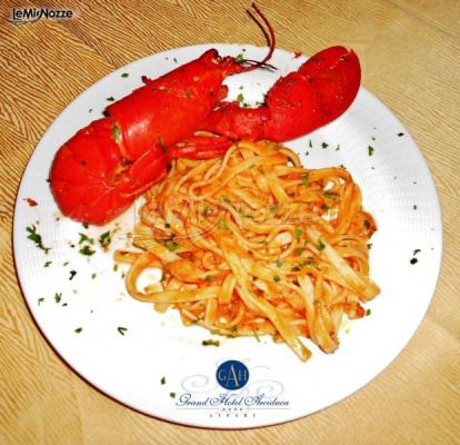 Primo piatto eoliano realizzato dallo chef dell'Arciduca Grand Hotel
