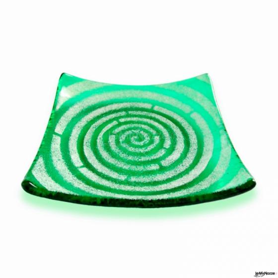 Magma Vetri Artistici - Bomboniera verde con spirale bianca