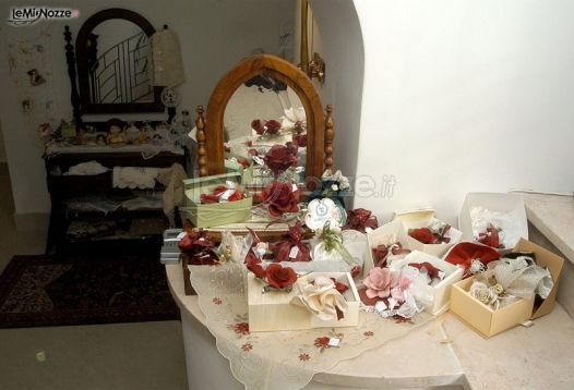 Bomboniere e sacchettini per le nozze con decori di rose