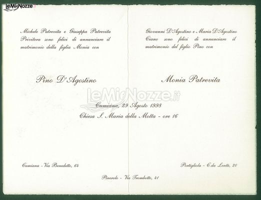 Inviti e partecipazioni di matrimonio a Torino - Tipografia Salassa