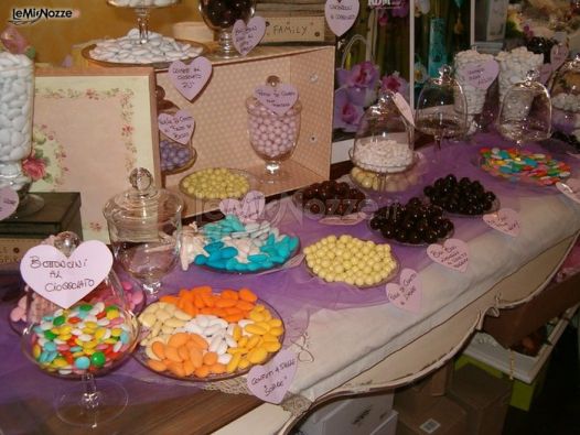 Il tavolo della degustazione dei confetti di nozze