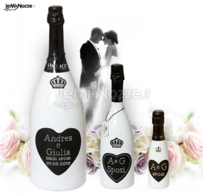 Bottiglie personalizzate con Swarovski per il matrimonio