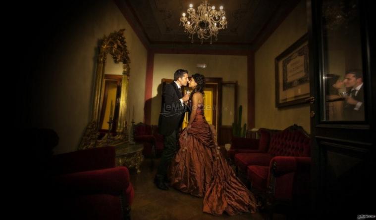 Set fotografico di nozze all'interno de Villa il Cannone